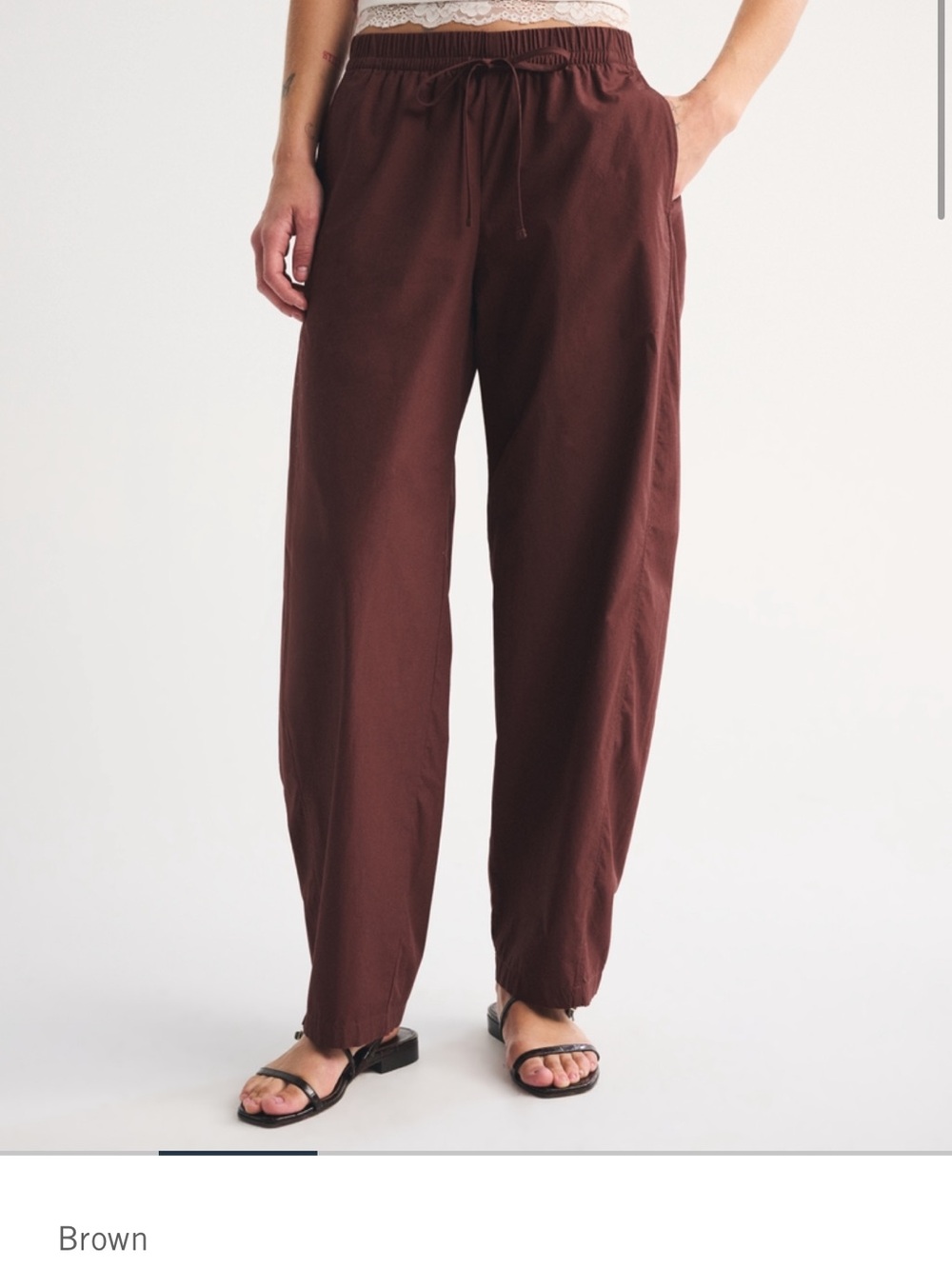 Abercrombie & Fitch Wide Leg Drawstring Pants in Brown